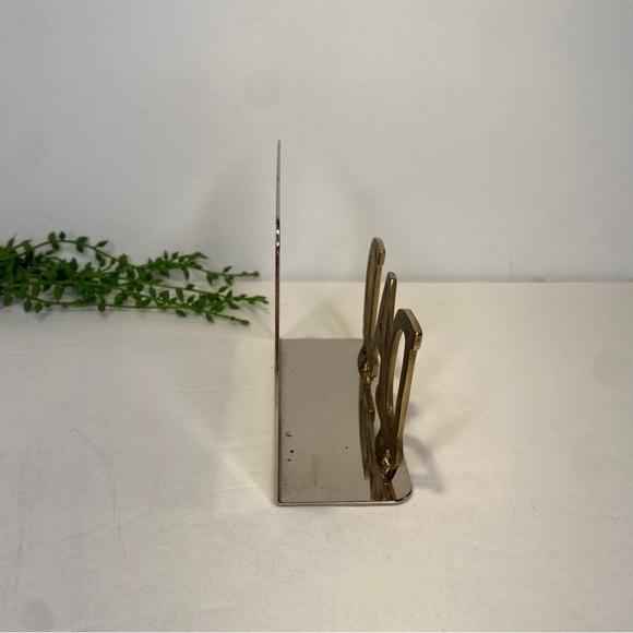 Two Tone Silver & Gold Brass DAD Card Photo Letter Holder Display Velvet Base - Picture 4 of 7